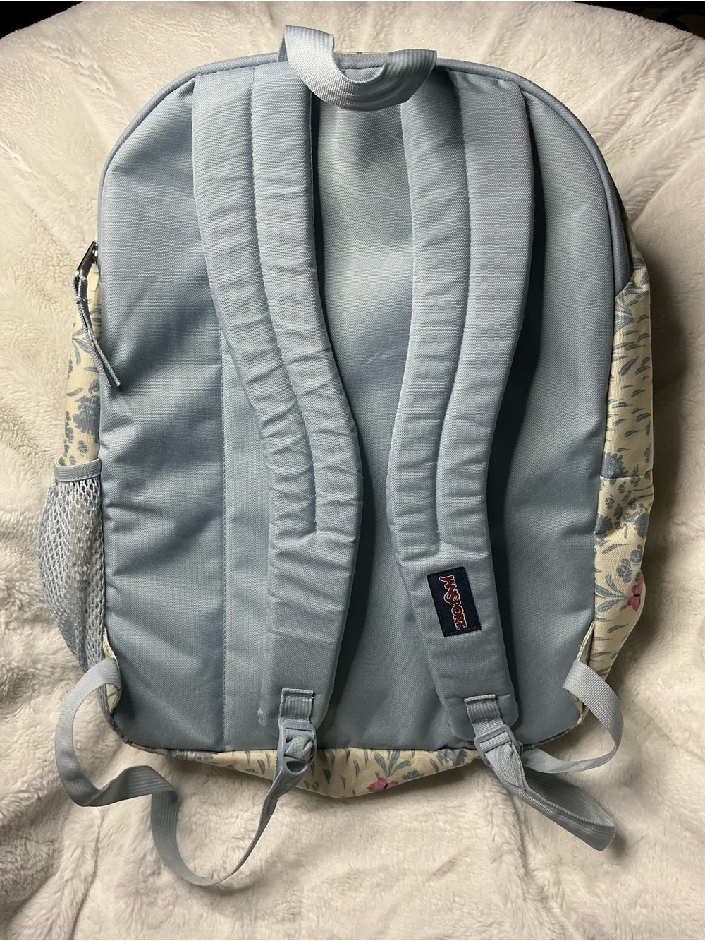 Jansport Cream Floral & Pastel Blue Butterfly Backpack - Picture 8 of 9